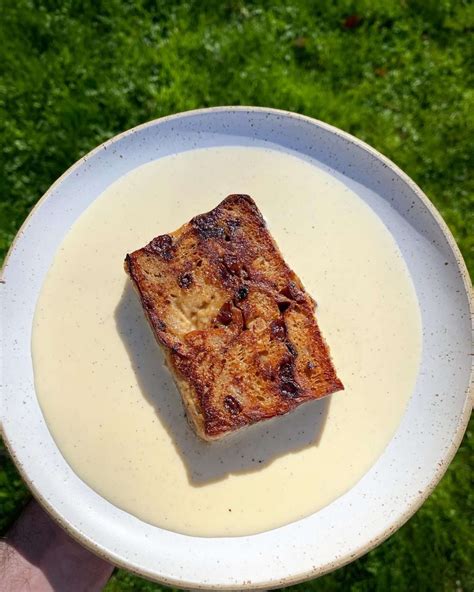 Fried Hot Cross Bun Bread Butter Pudding Salt Butter Smoke