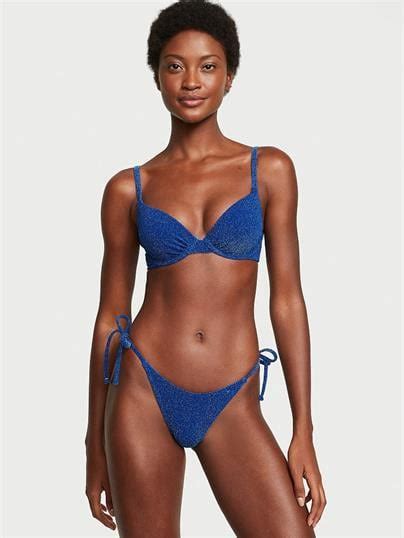 Işıltılı Icon Push Up Bikini Üstü Mavi Victoria s Secret