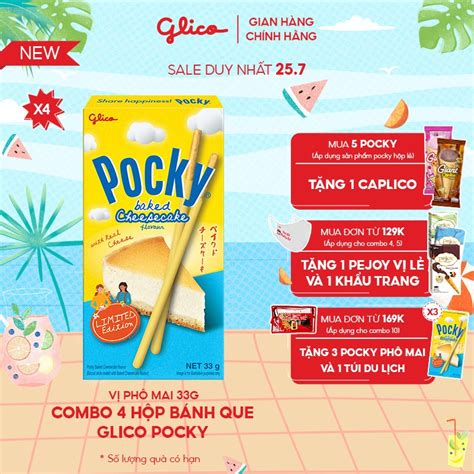 Combo 4 hộp Bánh que Glico Pocky vị bánh nướng phô mai 33gr Limited