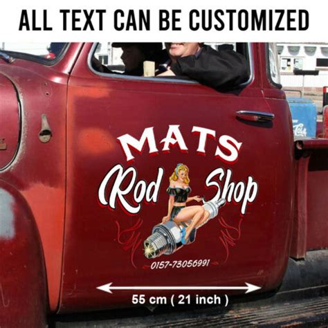 Pinup Girl Speed Shop Hot Rod Pinstripe Vinyl Decal For Car Hot Rod Vinyl Sticker Dingmun