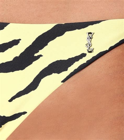 Saint Laurent Zebra Print Bikini Bottoms In Yellow Lyst