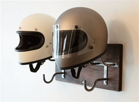 Double Motorcycle Helmet Rack And Jacket Hook Handmade