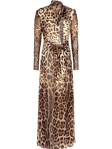 Dolce Gabbana Leopard Print Slit Detail Dress Farfetch