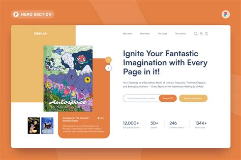 Bookish Book Store Hero Section Figma Template Design Templates