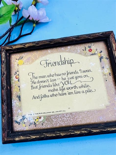 Antique S Friendship Lithograph Art Deco Wall Art Framed Poem