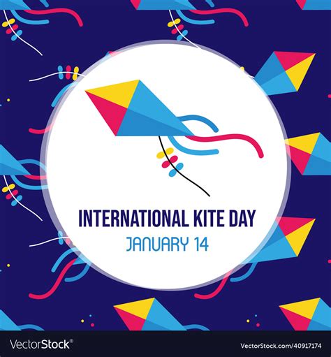 international kite day greeting card royalty  vector
