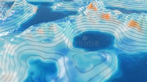 Topographic 3d Map With Water Contour Lines On A Topographic Map Stock