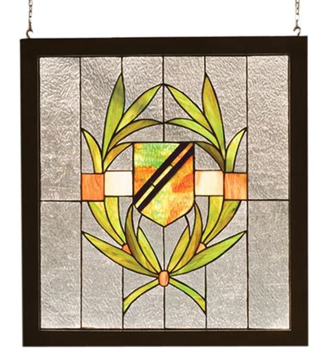 Meyda 24 W X 26 H Shield Wood Frame Stained Glass Window Click Ready Ship Online Store Click