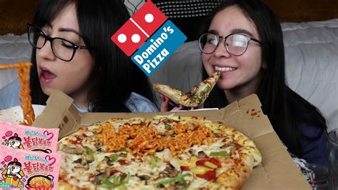 Dominos Pizza And Ramen Mukbang Eating Show Youtube