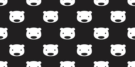 Bear seamless pattern vector polar bear panda head isolated wallpaper ...