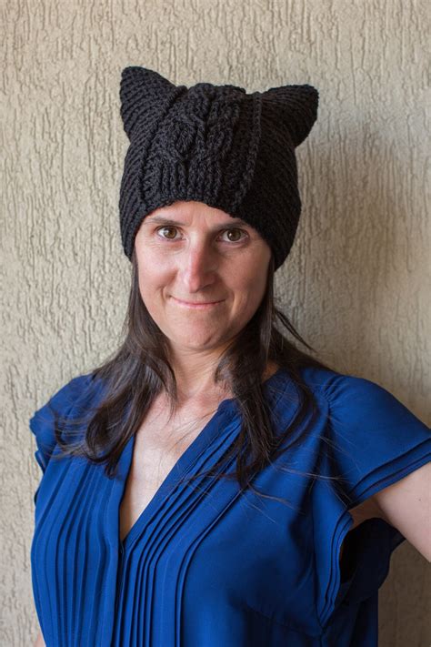 Crochet Pattern For Pussy Hat Cat Hat With Cable Panels Sizes Newborn To Adult Etsy