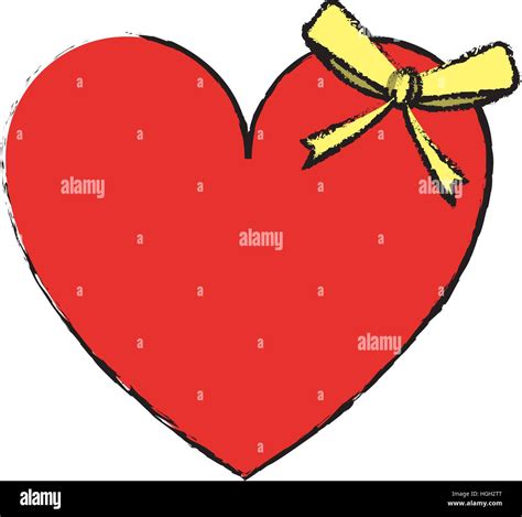 Cute Dessin Coeur Damour Passion Avec Bow Image Vectorielle Stock Alamy