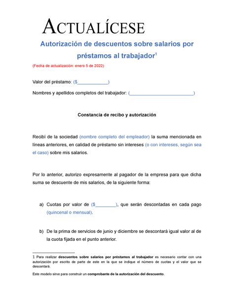 3 Autorización descuento Autorización de descuentos sobre salarios