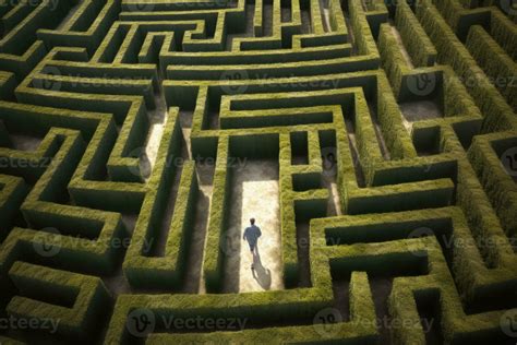 Man Walking In A Complex Maze Surreal Concept 25935144 Stock Photo At