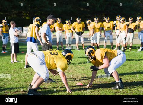 Football Players Playing In A Field Stock Photo Alamy