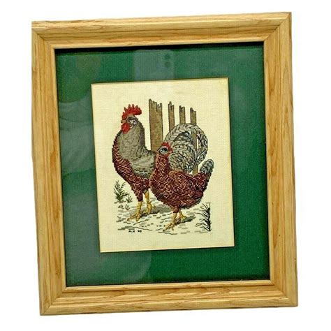 Counted Cross Stitch Chickens Roosters Hens Chicks Framed Etsy