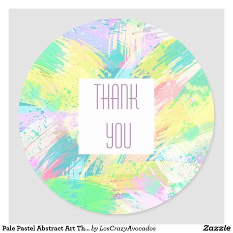 Pale Pastel Abstract Art Thank You Classic Round Sticker Zazzle