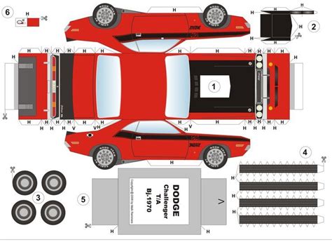 Dodge Challenger T A Red Papercraft Artofit