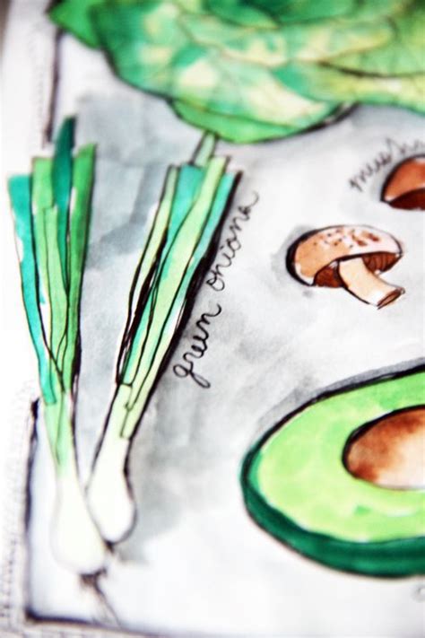 A Close Up Of A Drawing Of Mushrooms And Leaves