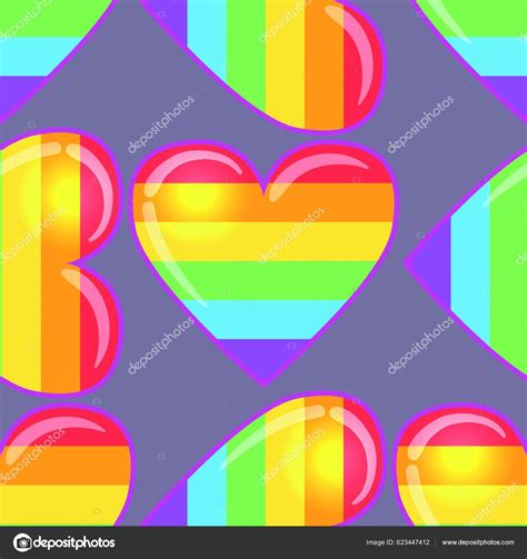 Rainbow Hearts Gay Pride Flag Colored Colored Hearts Seamless Pattern Stock Illustration By Yay