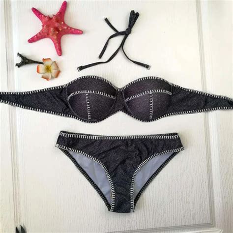 Swimsuit Patchwork Bikini Black Women Swimwear Newest Bikini Set Bandeau Bathing Suit Beach Wear