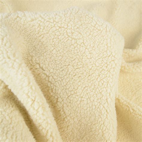 Tissu Maille Fausse Fourrure Toute Douce Sherpa Coloris Cru