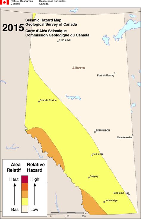 Simplified seismic hazard map for Canada, the provinces and territories
