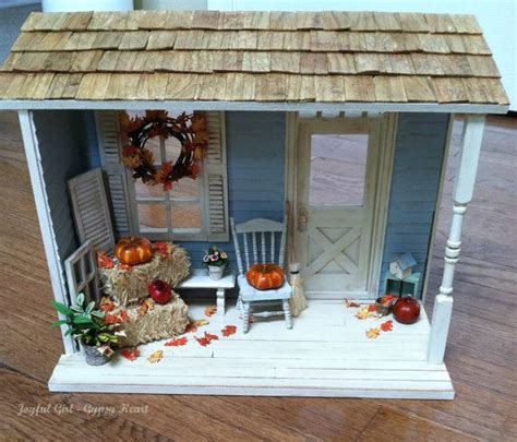 Dollhouse Miniature Country Shabby Fall Front Porch Roombox Etsy