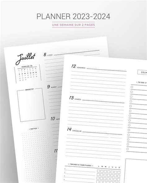 Agenda Semainier Imprimer Recharge Planner Etsy France