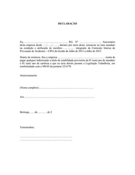 Exemplo De Carta De Renuncia Da Cipa Novo Exemplo