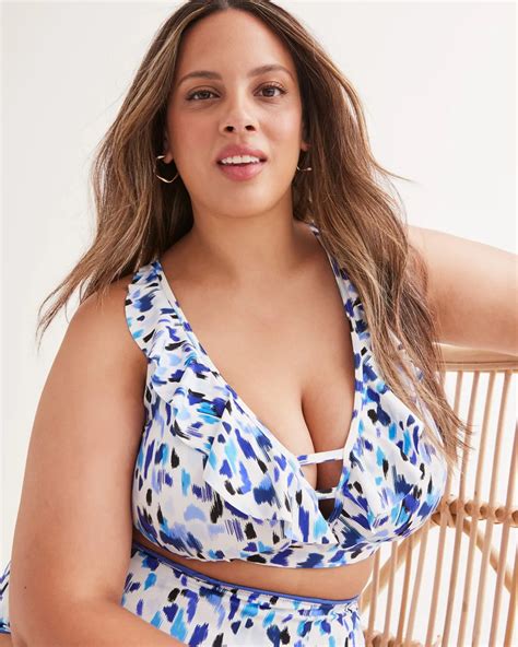 Printed Ruffled Bikini Top Penningtons