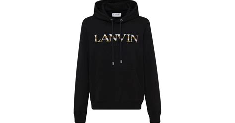 Lanvin Curb Embroidered Logo Cotton Hoodie Black Compare Prices
