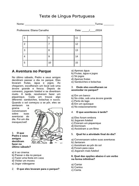 Quiz De Portugues 6 Ano - Teste de Português 6º Ano | PDF