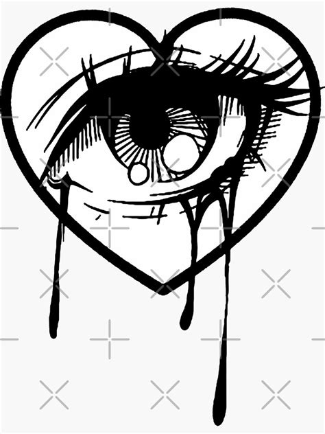 Lady Crying Eye In Heart Tattoo Sticker For Sale By Cesarcali Redbubble