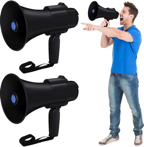 Leumoi 2 Pcs Portable Megaphone Speaker 35 Watt Power Black