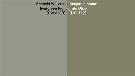 Sherwin Williams Evergreen Fog Sw 9130 Vs Benjamin Moore Tate Olive