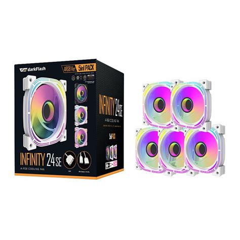 Kit Ventoinhas Aigo DarkFlash Infinity 24se A RGB 5x120mm Branco