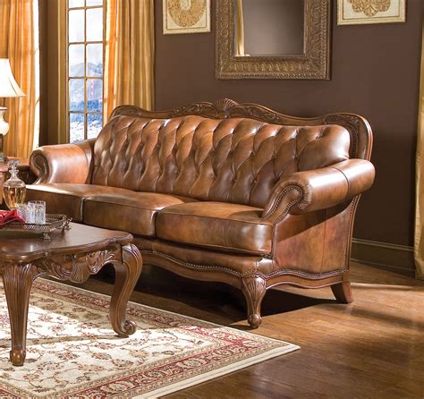 Coaster Company Brown Leather Tufted Victoria Sofa Baci Living Room