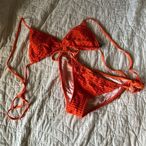 Orange Tie Up Ralph Lauren Bikini Set Ruffle Depop