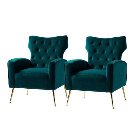 JAYDEN CREATION Brion Modern Teal Velvet Button Tufted Comfy Wingback