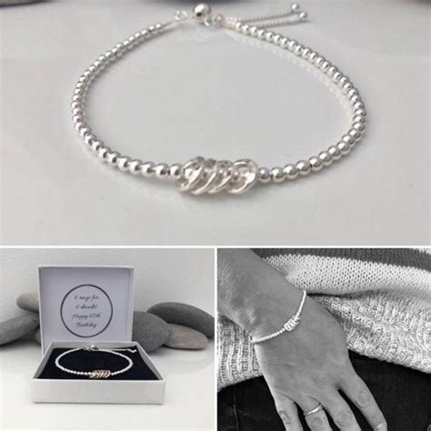 Sterling Silver 40th Birthday Bracelet 40 Birthday Gift Silver Circle