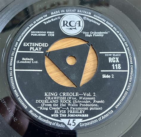 Elvis Presley King Creole Vol Ep Uk Single Rca Tri Centre