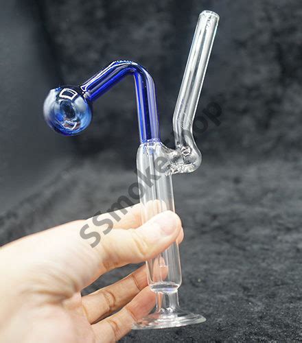 Glass Clear Body One Piece Oil Burner Bubbler Pipe Inches Ssmokeshop