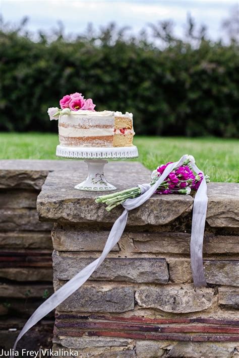 Naked Cake With Mascarpone Cream And Crushed Strawberries Vikalinka
