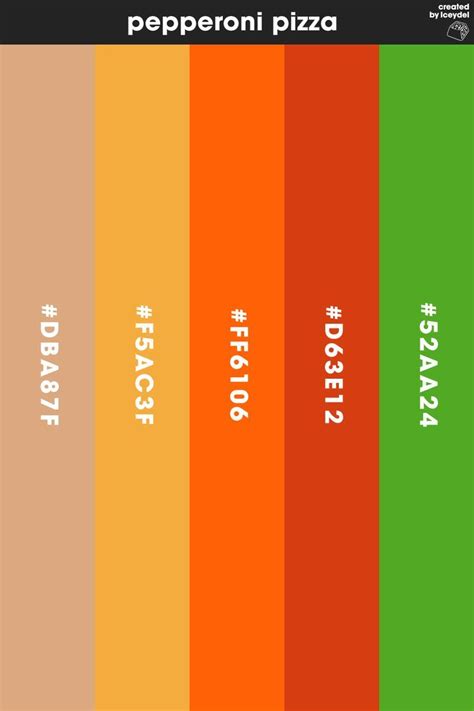 Pepperoni Pizza Colour Palette By Iceydel In 2023 Food Colors Palette