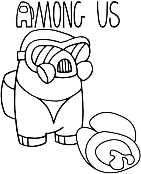 Among Us Coloring Page Gas Mask