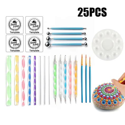 35 Pcs Set Kit D Outils De Pointillage De Mandala Pinceaux De