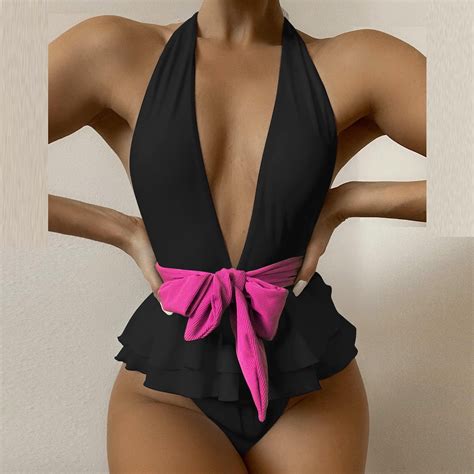 Ruimatai One Piece Swimsuit For Women Sexy Swimsuit Bikini Solid
