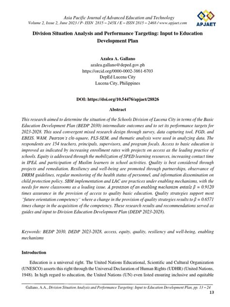 Division Situation Analysis and Performance Targeting Input To ...