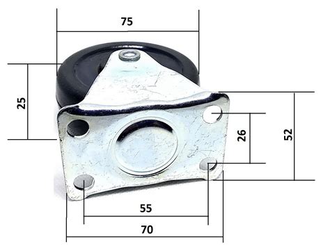 Колесо D-75mm черное с не поворотным кронштейном купить в Украине